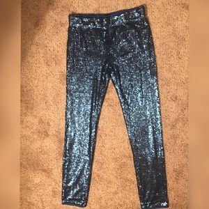 May & July NWT Blue Full Sequin Leggings